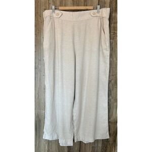 Croft & Barrow Pull On Wide Leg Linen Blend Pants Cropped Beige Beach Size 1X XL